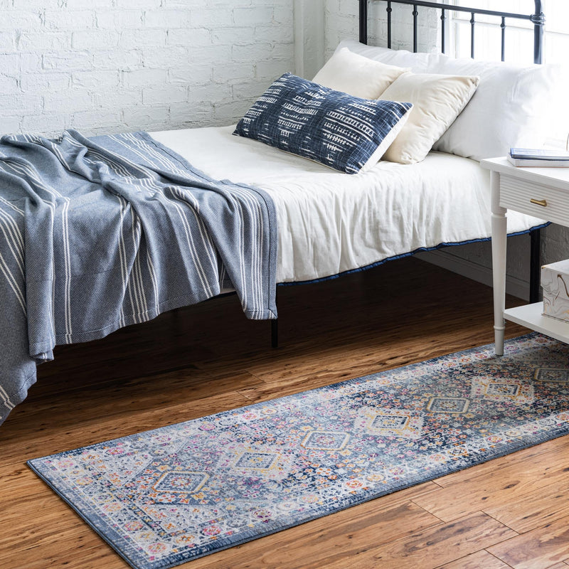 Prague Tapestry Collection Area Rug - Sumava Runner Blue lifestyle 42