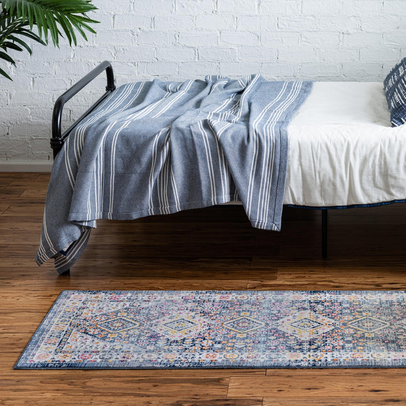 Prague Tapestry Collection Area Rug - Sumava Runner Blue lifestyle 46