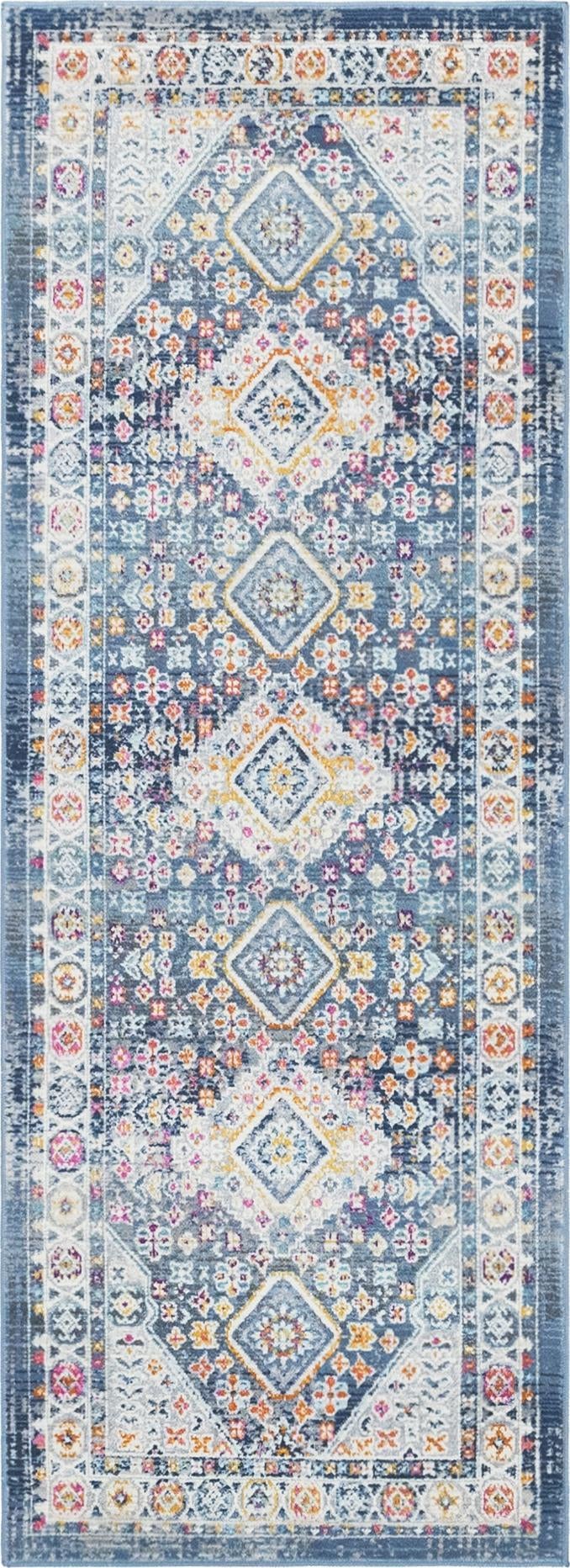Prague Tapestry Collection Area Rug - Sumava Runner Blue lifestyle 34