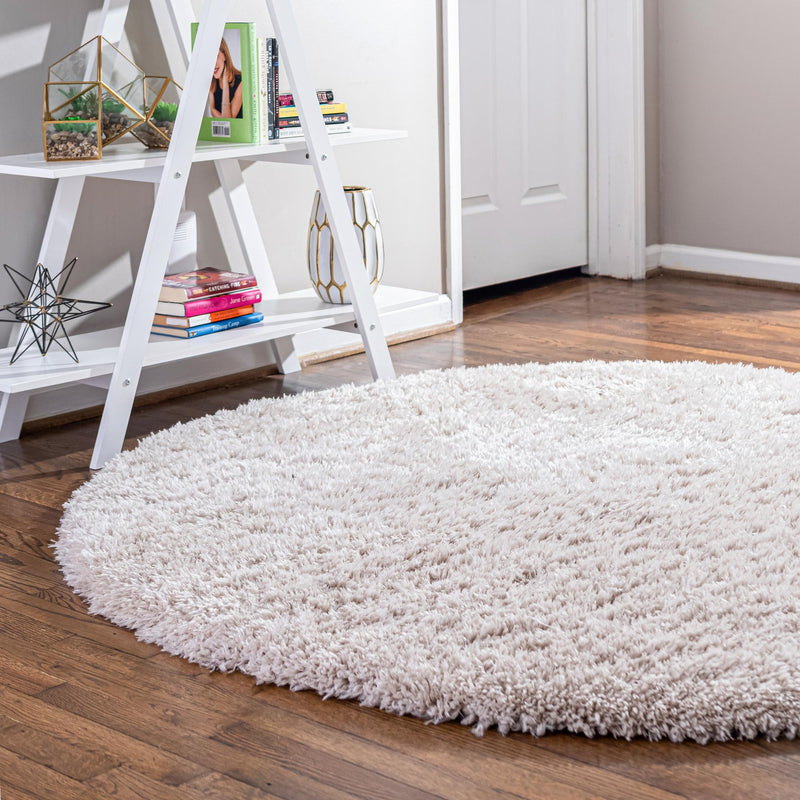 Eternal Plush Oasis Collection Area Rug - Tranquility (Linen) Round Linen lifestyle 23