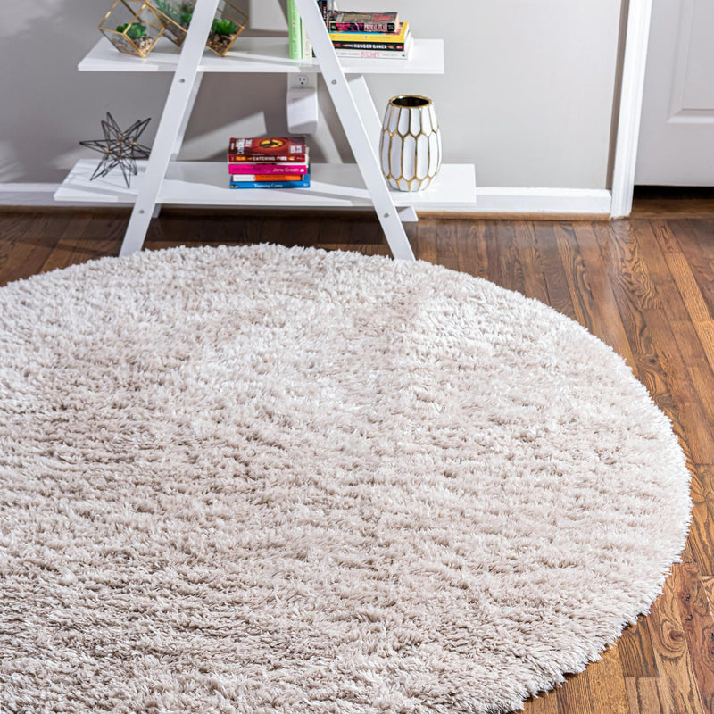 Eternal Plush Oasis Collection Area Rug - Tranquility (Linen) Round Linen lifestyle 27