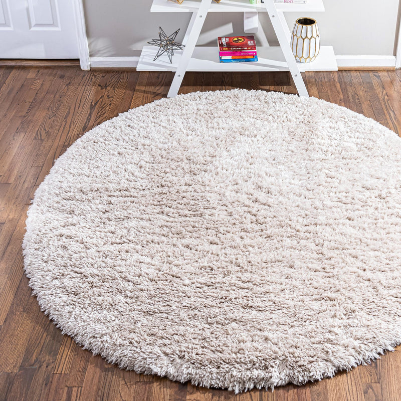 Eternal Plush Oasis Collection Area Rug - Tranquility (Linen) Round Linen lifestyle 31