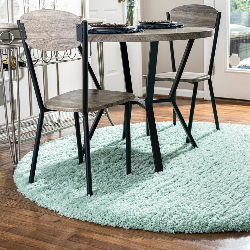 Eternal Plush Oasis Collection Area Rug - Tranquility (Cyan) Round Cyan lifestyle 6