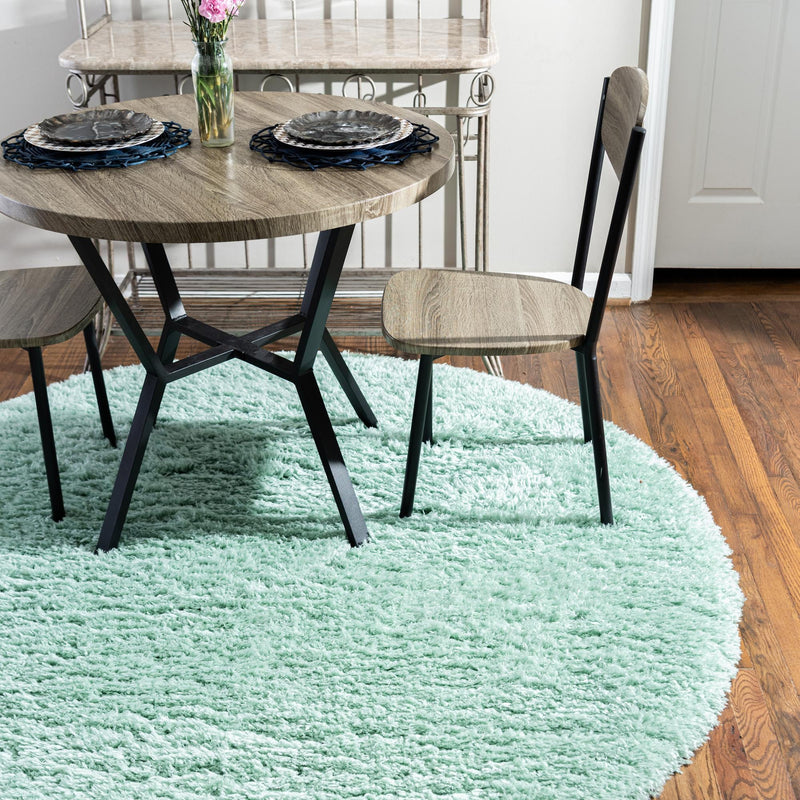 Eternal Plush Oasis Collection Area Rug - Tranquility (Cyan) Round Cyan lifestyle 9