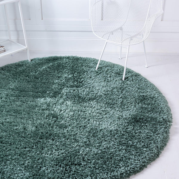 Eternal Plush Oasis Collection Area Rug - Tranquility (Forest Green) Round Forest Green lifestyle 24
