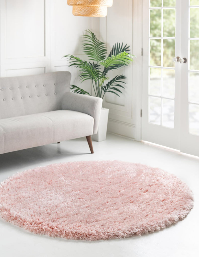 Eternal Plush Oasis Collection Area Rug - Tranquility (Pink Lace) Round Pink Lace lifestyle 5