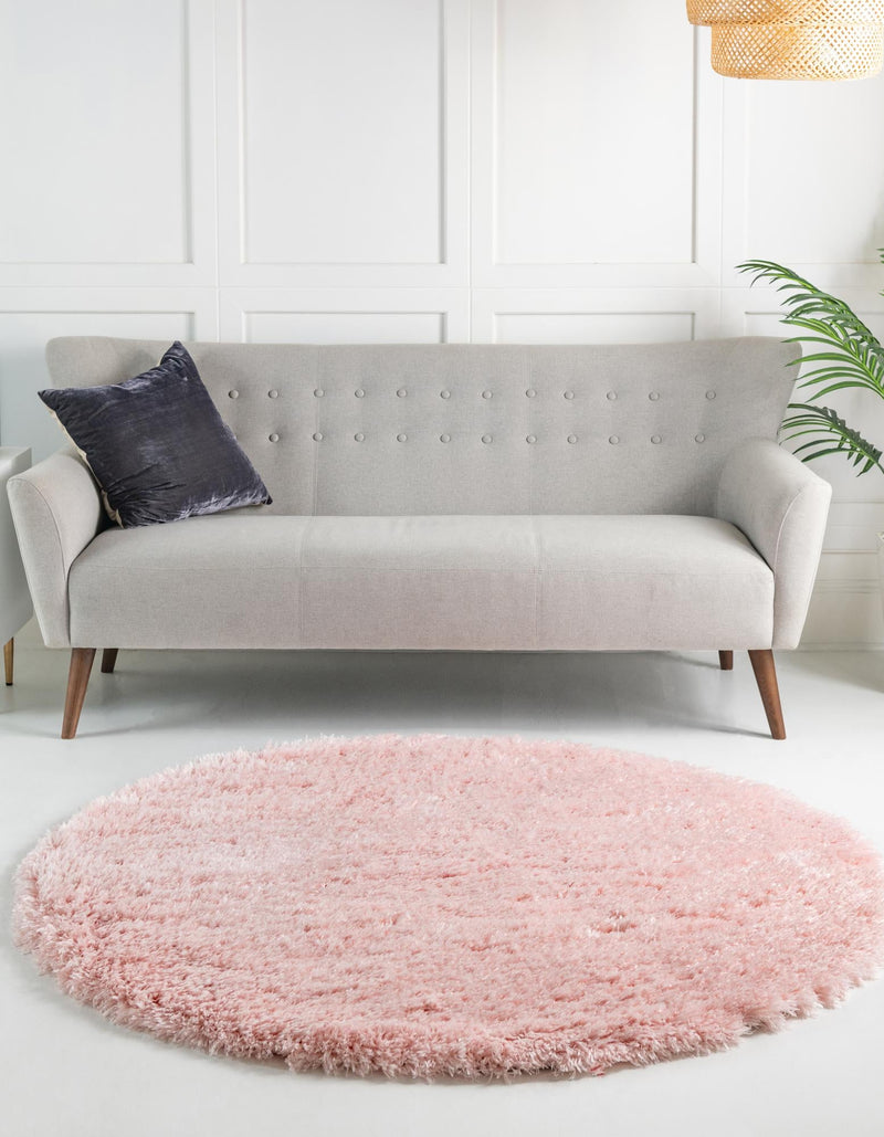 Eternal Plush Oasis Collection Area Rug - Tranquility (Pink Lace) Round Pink Lace lifestyle 8