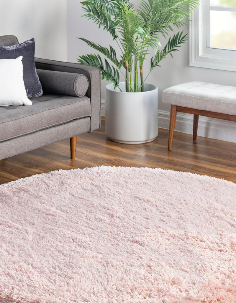 Eternal Plush Oasis Collection Area Rug - Tranquility (Pink Lace) Round Pink Lace lifestyle 13