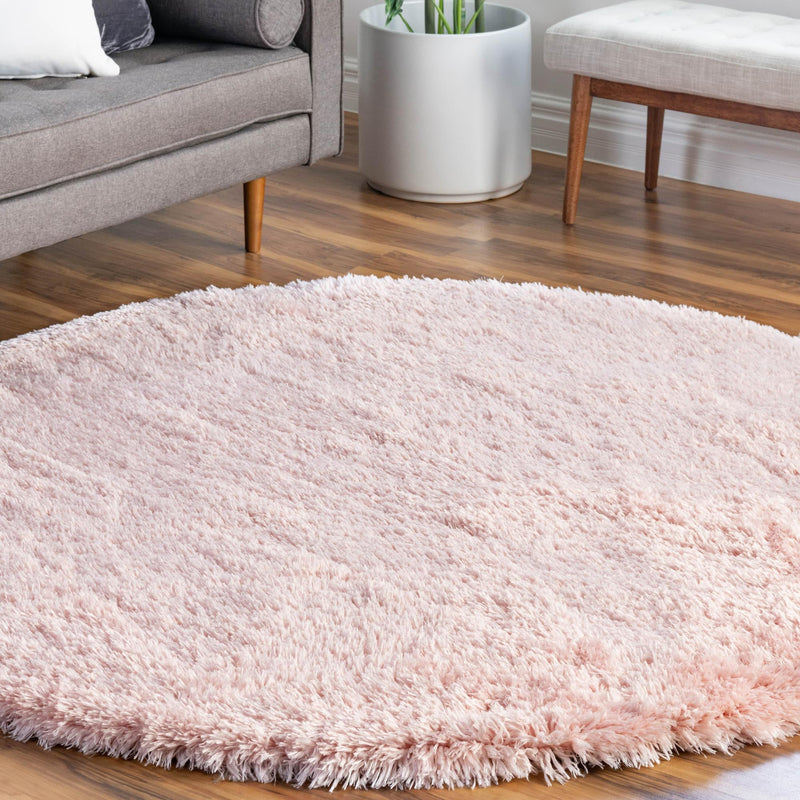 Eternal Plush Oasis Collection Area Rug - Tranquility (Pink Lace) Round Pink Lace lifestyle 48