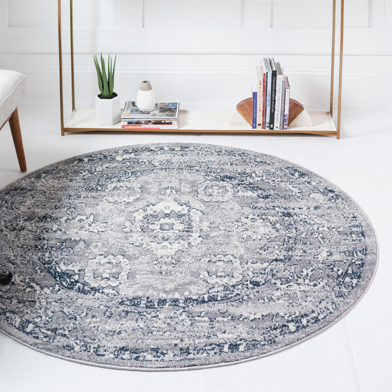 Savannah Elegance Collection Area Rug - Magnolia Round Gray lifestyle 83