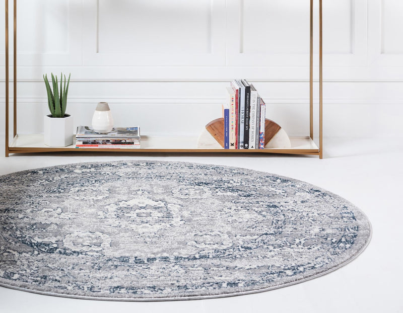 Savannah Elegance Collection Area Rug - Magnolia Round Gray lifestyle 94