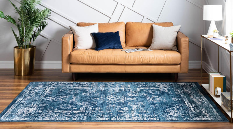 Savannah Elegance Collection Area Rug - Magnolia Rectangle Navy Blue lifestyle 15