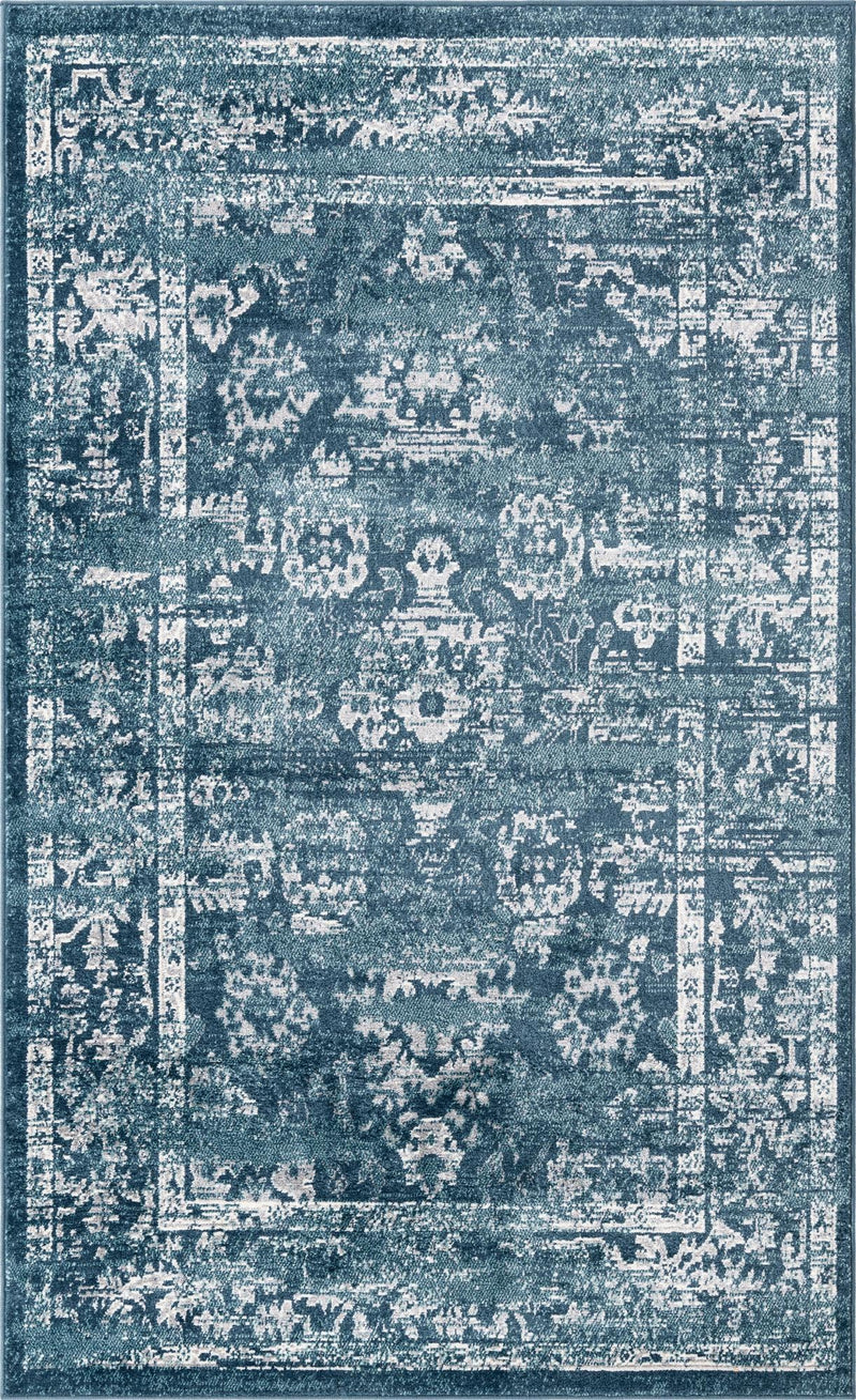 Savannah Elegance Collection Area Rug - Magnolia Rectangle Navy Blue lifestyle 3