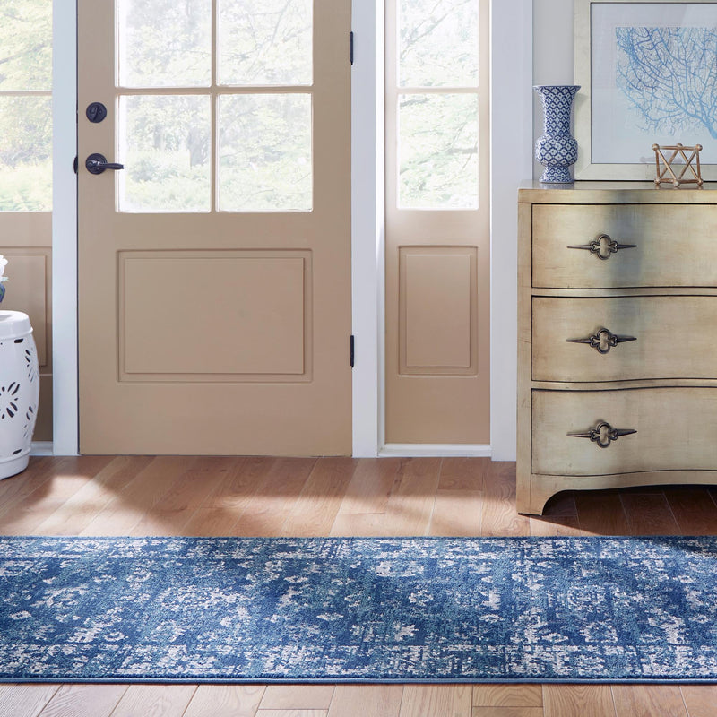 Savannah Elegance Collection Area Rug - Magnolia Runner Navy Blue lifestyle 67