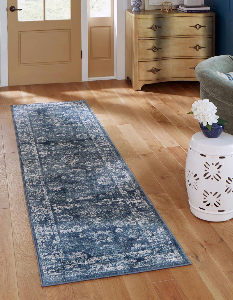Savannah Elegance Collection Area Rug - Magnolia Runner Navy Blue lifestyle 64