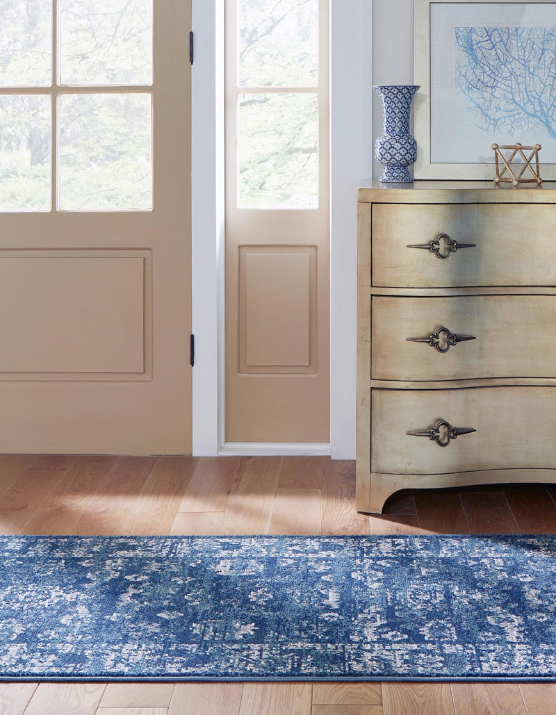 Savannah Elegance Collection Area Rug - Magnolia Runner Navy Blue lifestyle 68