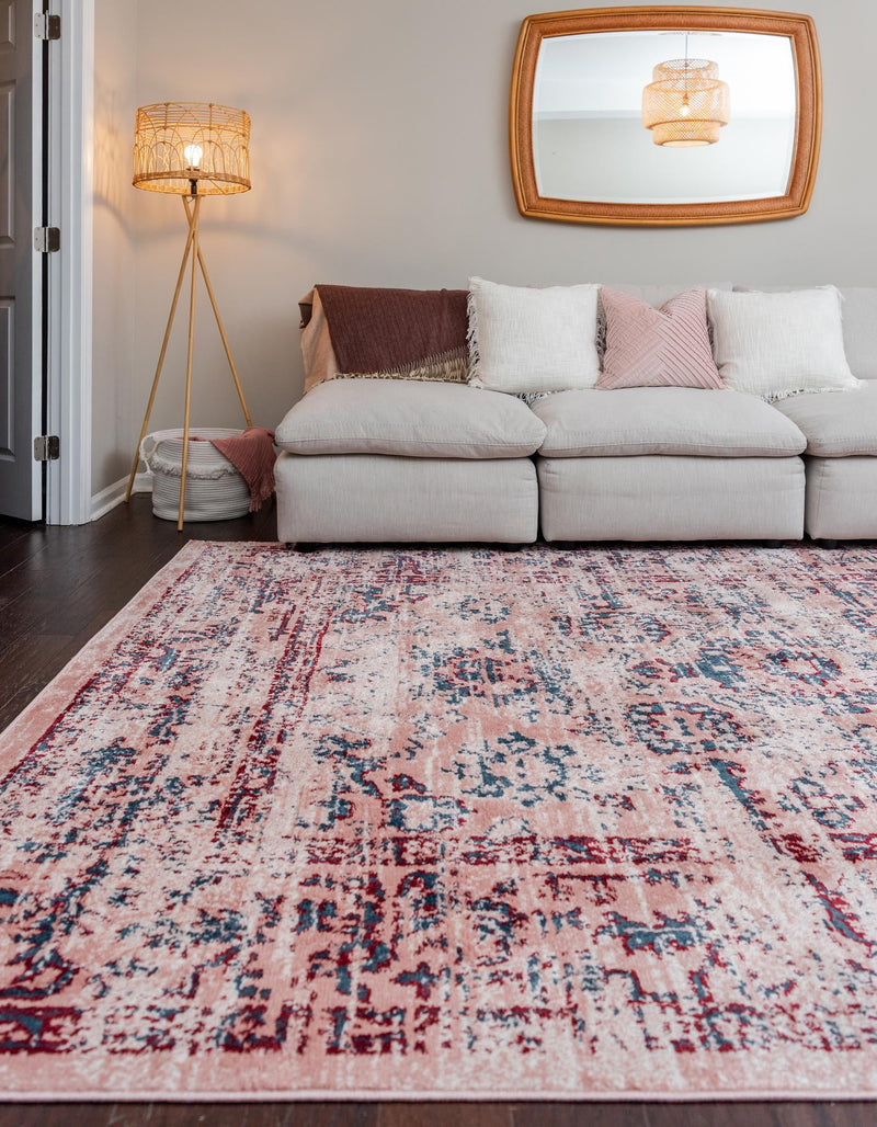 Savannah Elegance Collection Area Rug - Magnolia Rectangle Pink lifestyle 18