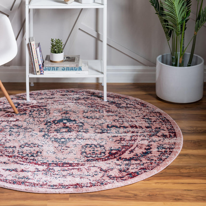 Savannah Elegance Collection Area Rug - Magnolia Round Pink lifestyle 88