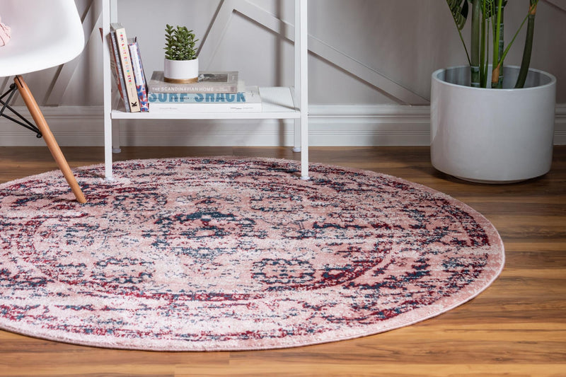 Savannah Elegance Collection Area Rug - Magnolia Round Pink lifestyle 98
