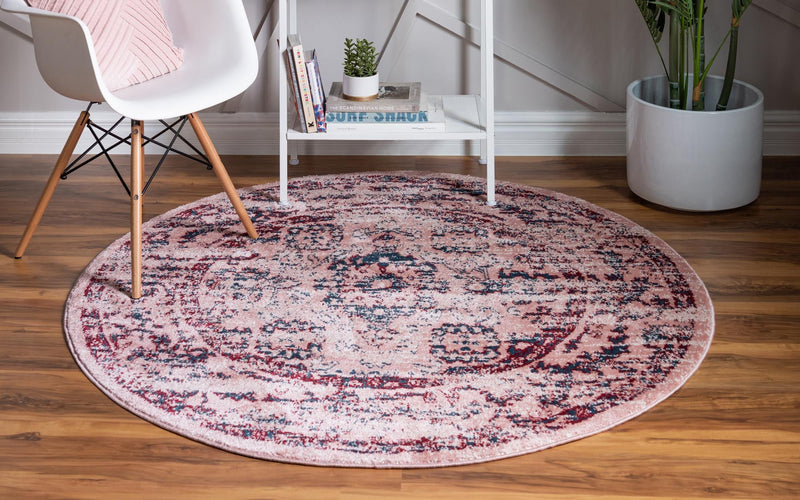 Savannah Elegance Collection Area Rug - Magnolia Round Pink lifestyle 108