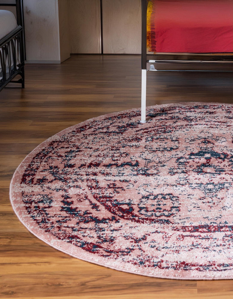 Savannah Elegance Collection Area Rug - Magnolia Round Pink lifestyle 117
