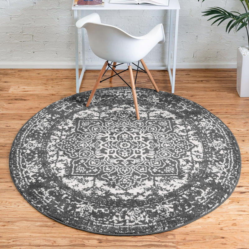 Georgetown Rugs Collection Area Rug - Dupont (Dark Gray) Round Dark Gray lifestyle 16