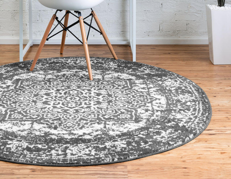 Georgetown Rugs Collection Area Rug - Dupont (Dark Gray) Round Dark Gray lifestyle 21