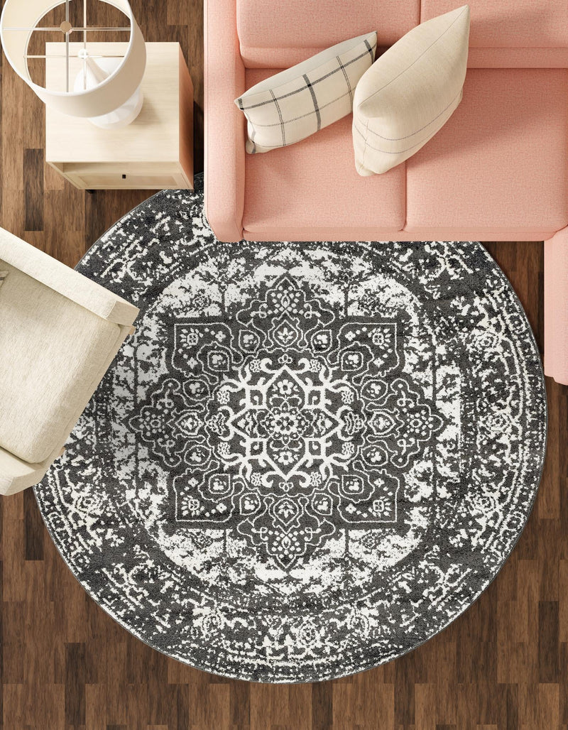 Georgetown Rugs Collection Area Rug - Dupont (Dark Gray) Round Dark Gray lifestyle 45
