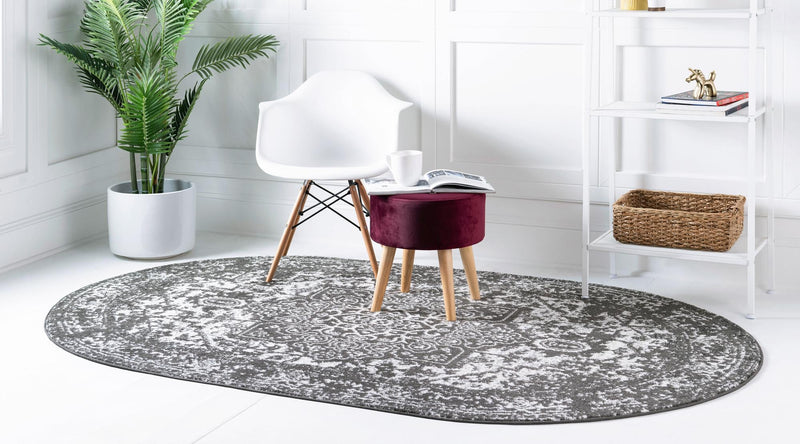 Georgetown Rugs Collection Area Rug - Dupont (Dark Gray) Oval Dark Gray lifestyle 23
