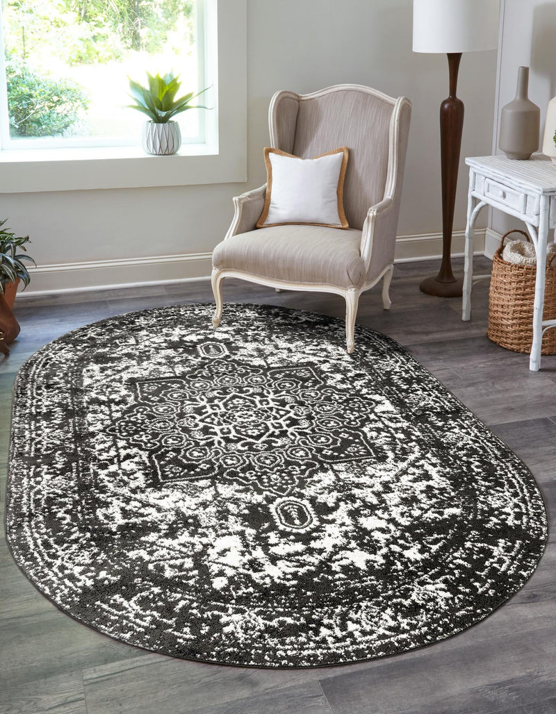 Georgetown Rugs Collection Area Rug - Dupont (Dark Gray) Oval Dark Gray lifestyle 44