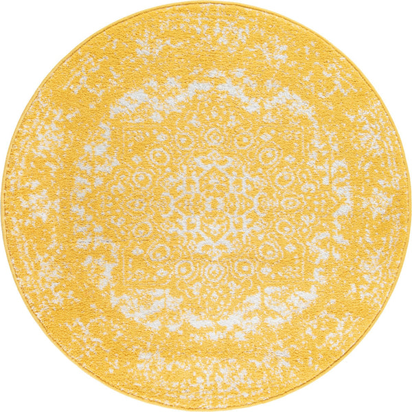 Georgetown Rugs Collection Area Rug - Dupont (Yellow) Round Yellow lifestyle 11