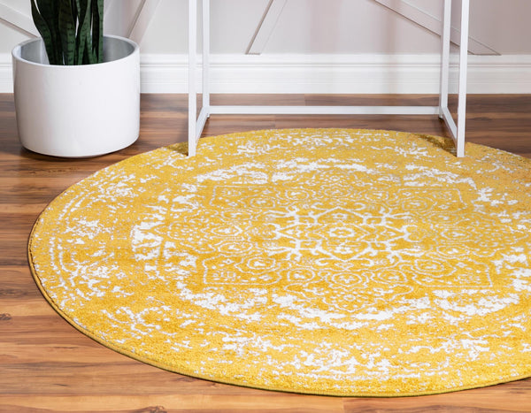 Georgetown Rugs Collection Area Rug - Dupont (Yellow) Round Yellow lifestyle 21