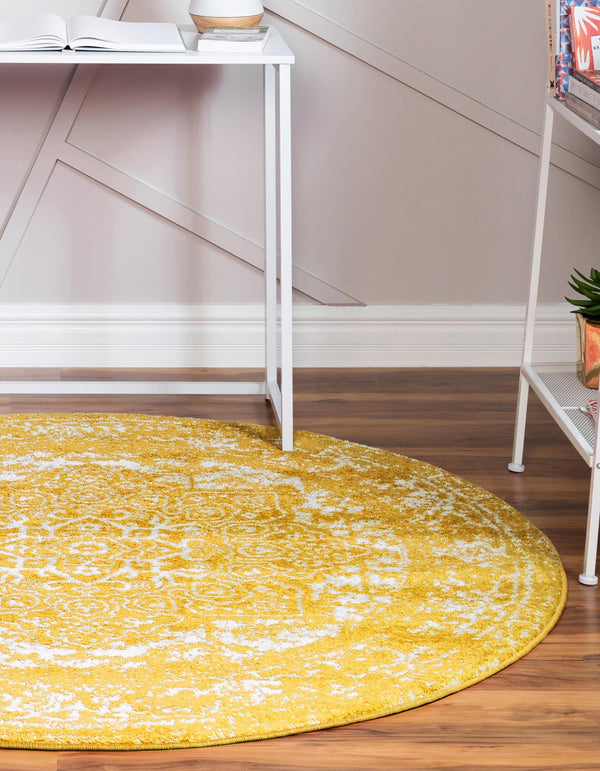 Georgetown Rugs Collection Area Rug - Dupont (Yellow) Round Yellow lifestyle 26