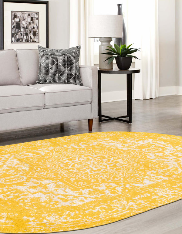 Georgetown Rugs Collection Area Rug - Dupont (Yellow) Oval Yellow lifestyle 50