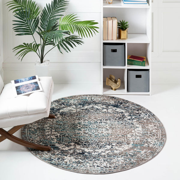 Georgetown Rugs Collection Area Rug - Dupont (Gray) Round Gray lifestyle 21