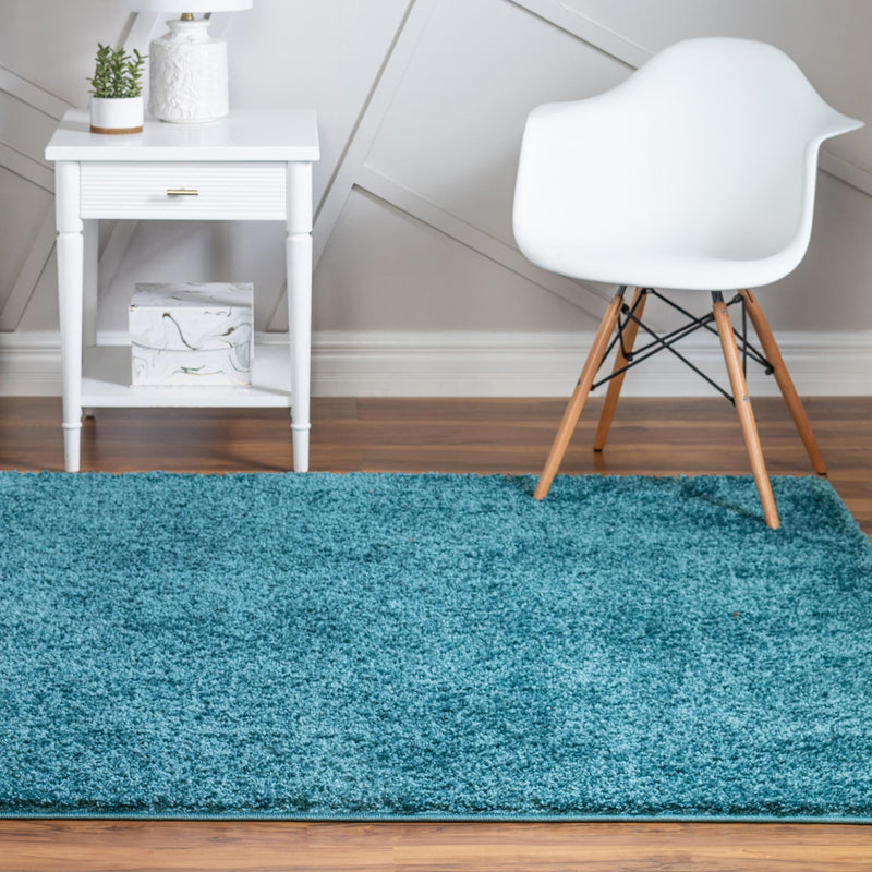 Cozy Comfort Shag Collection Area Rug - Haven (Turquoise) Square Turquoise lifestyle 10