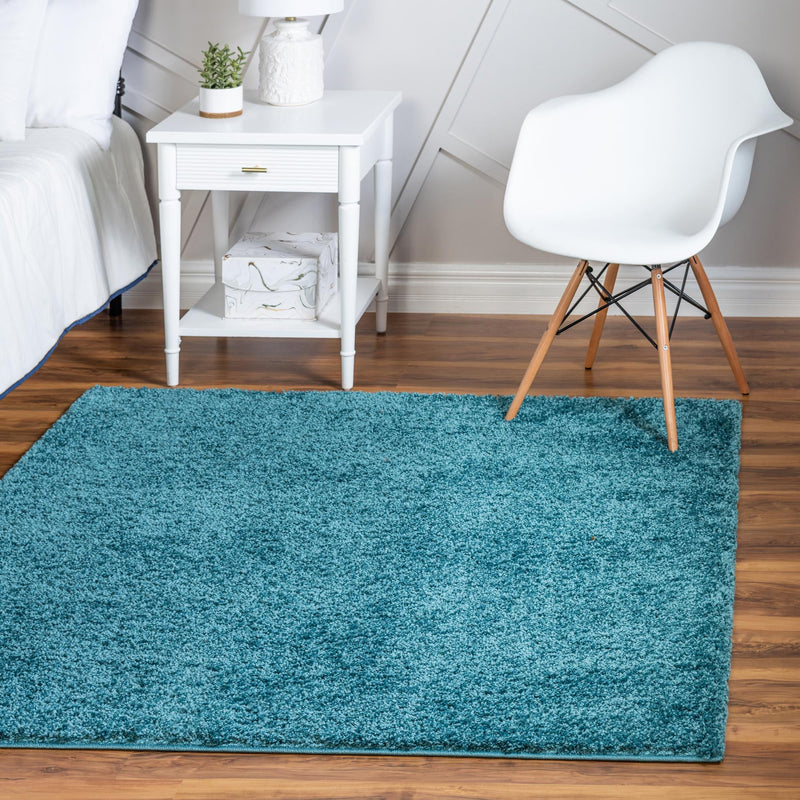 Cozy Comfort Shag Collection Area Rug - Haven (Turquoise) Square Turquoise lifestyle 13