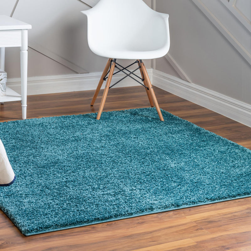 Cozy Comfort Shag Collection Area Rug - Haven (Turquoise) Square Turquoise lifestyle 16