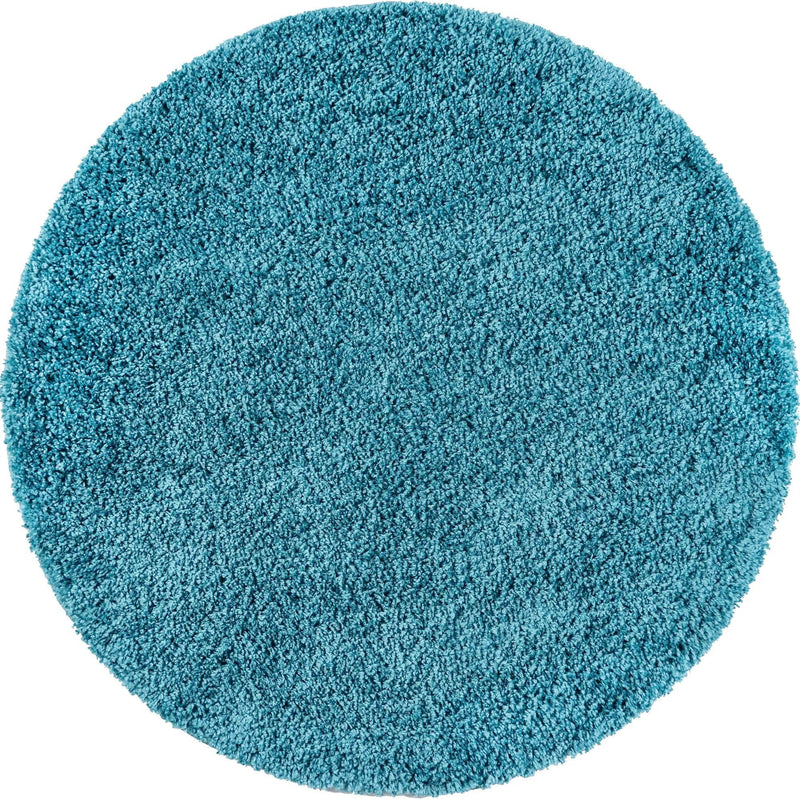 Cozy Comfort Shag Collection Area Rug - Haven (Turquoise) Round Turquoise lifestyle 8
