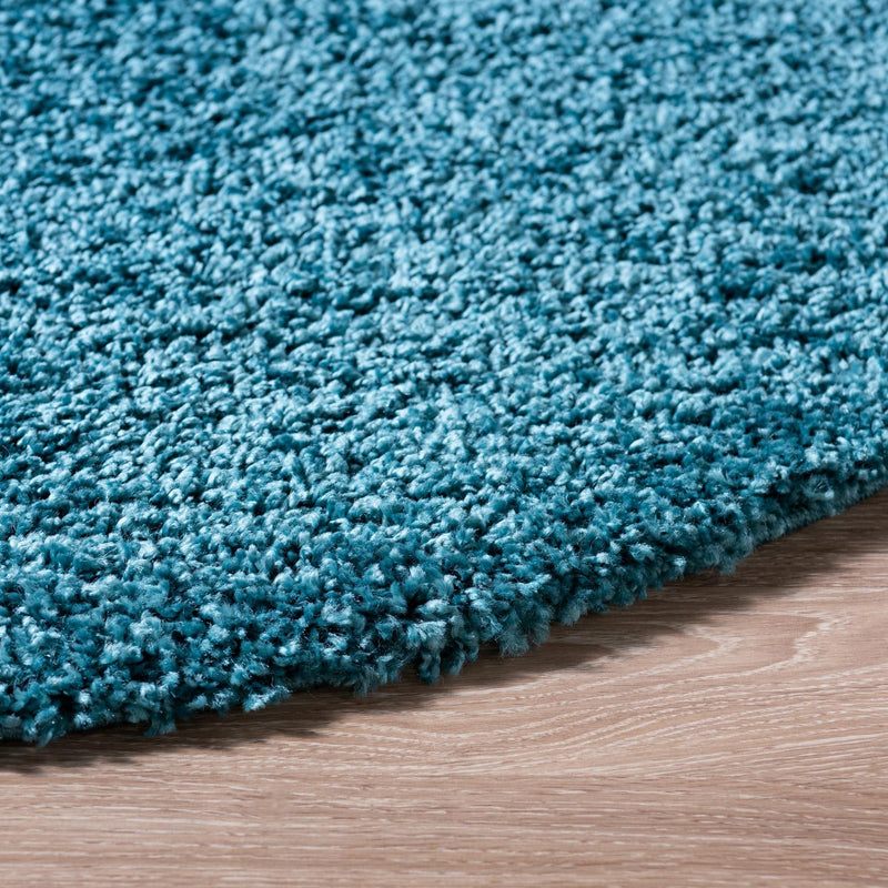 Cozy Comfort Shag Collection Area Rug - Haven (Turquoise) Round Turquoise lifestyle 25