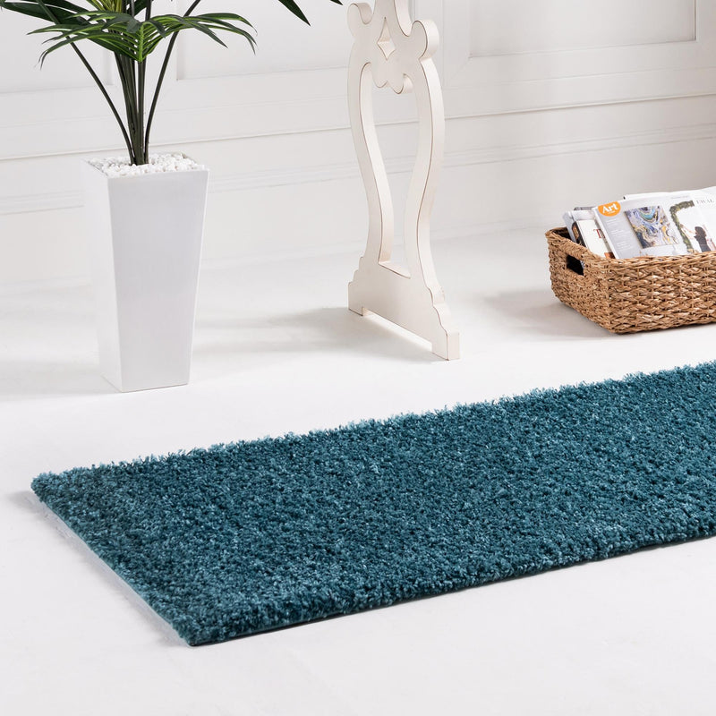 Cozy Comfort Shag Collection Area Rug - Haven (Turquoise) Runner Turquoise lifestyle 15