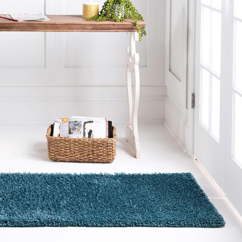 Cozy Comfort Shag Collection Area Rug - Haven (Turquoise) Runner Turquoise lifestyle 18