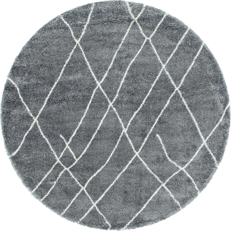 Cozy Haven Shag Collection Area Rug - Serenity (Pebble Gray) Round Pebble Gray lifestyle 17