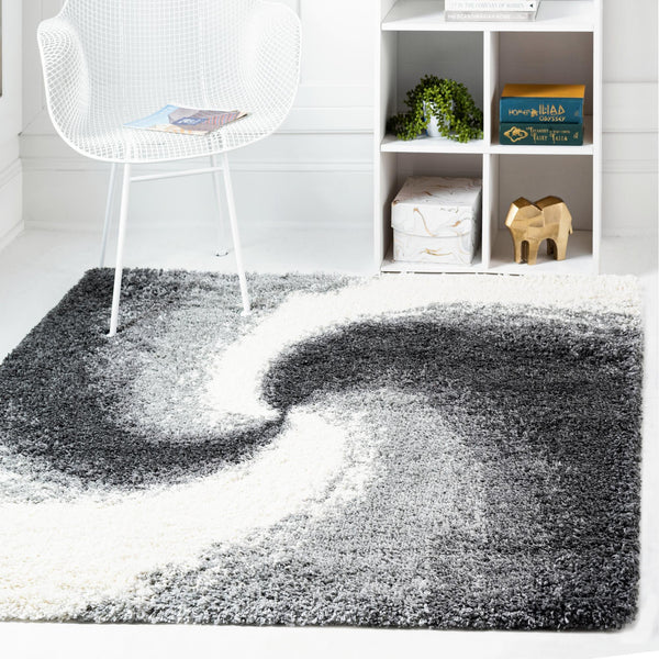 Cozy Haven Shag Collection Area Rug - Oasis Square Smoke Gray lifestyle 73