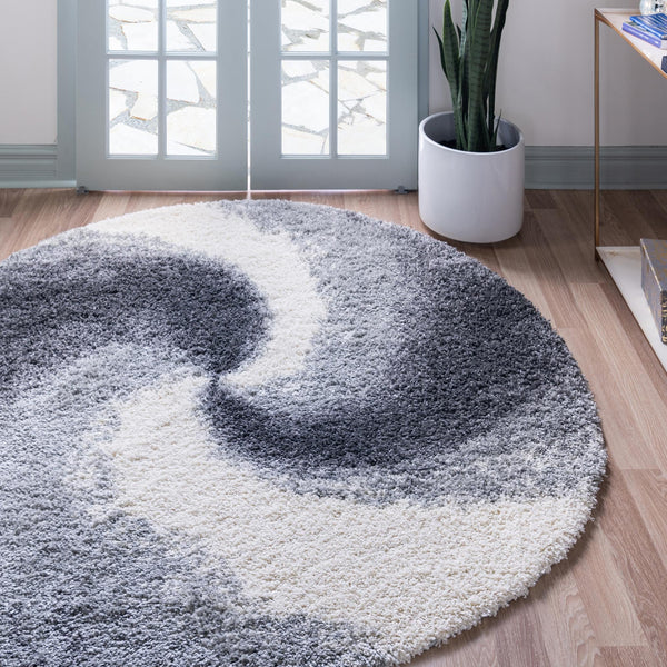 Cozy Haven Shag Collection Area Rug - Oasis Round Smoke Gray lifestyle 62