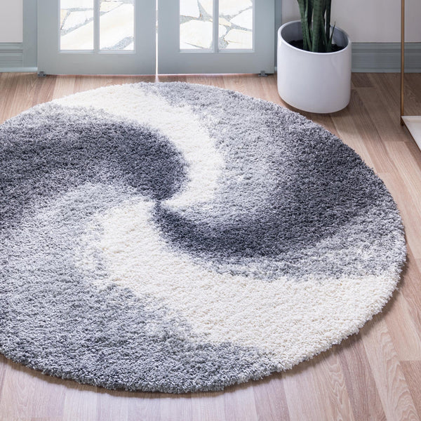 Cozy Haven Shag Collection Area Rug - Oasis Round Smoke Gray lifestyle 68