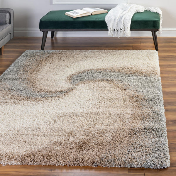 Cozy Haven Shag Collection Area Rug - Oasis Rectangle Khaki lifestyle 47