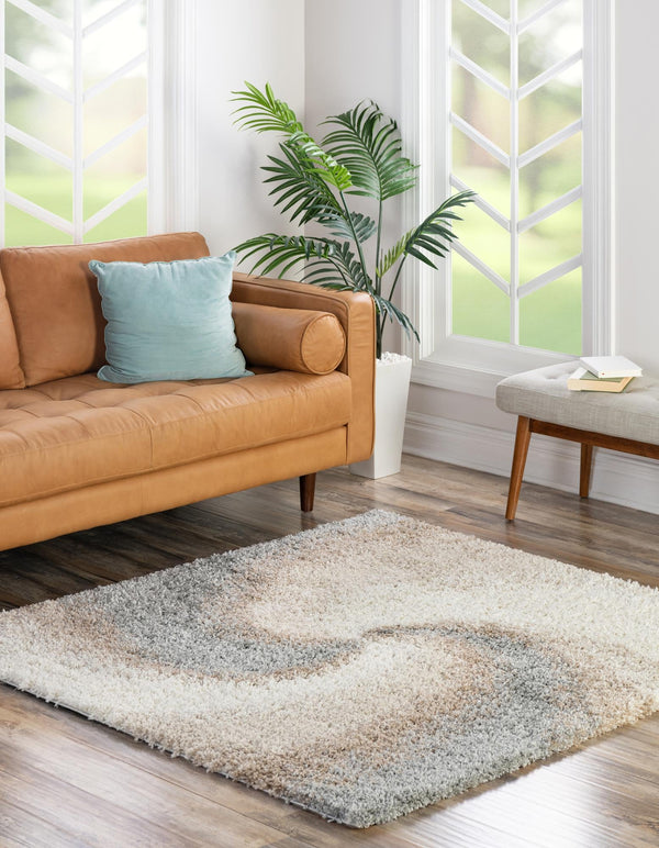 Cozy Haven Shag Collection Area Rug - Oasis Square Khaki lifestyle 63