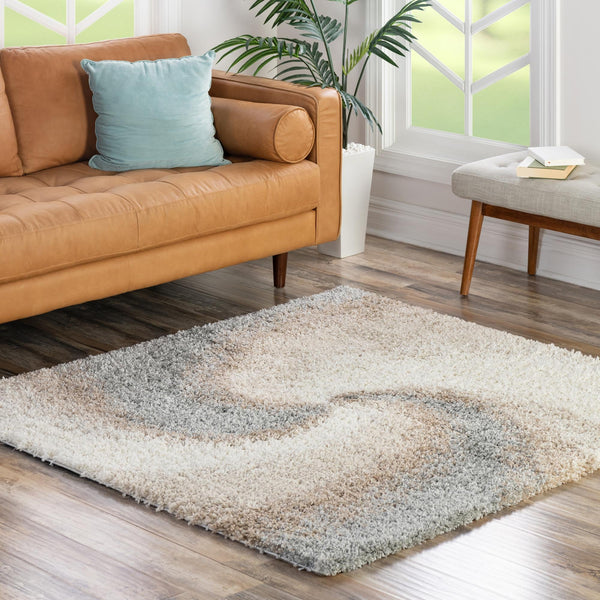 Cozy Haven Shag Collection Area Rug - Oasis Square Khaki lifestyle 109