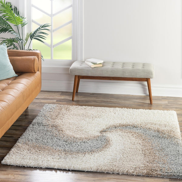 Cozy Haven Shag Collection Area Rug - Oasis Square Khaki lifestyle 110